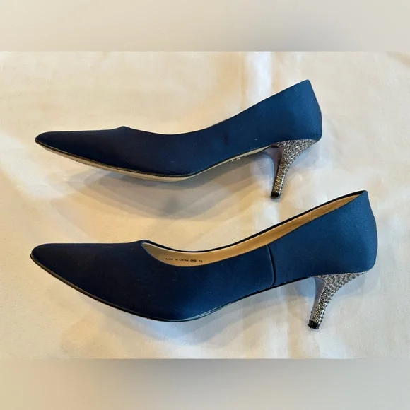Navy Blue Blue Heels Size 12 Blue Lace Wedding Shoes Block Heels